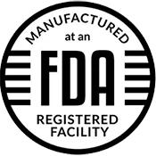 Manufactured in FDA registered facility quality badge